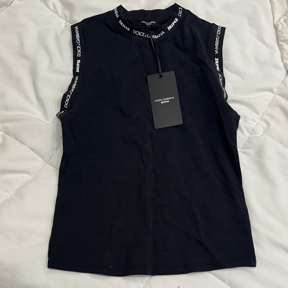 SKIMS x Dolce & Gabbana Black Logo Trim Tank Top - Large